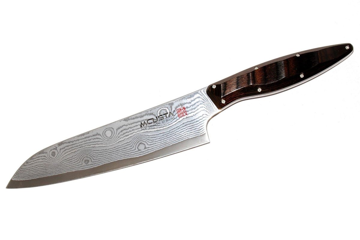 Japoński nóż kuchenny ze stali damasceńskiej SANTOKU 180 mm