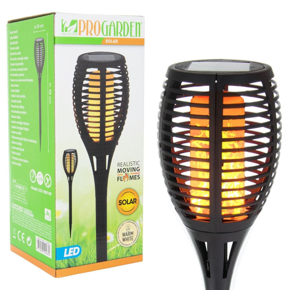 ProGarden Pochodnia SOLARNA lampa lampka ogrodowa ekologiczna wbijana LED 58 cm PŁOMIEŃ K-CX2100140