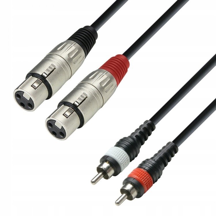 Adam Hall K3 TFC 0300 - Kabel audio Formowany 2 x RCA męski do 2 x XLR żeński, 3 m K3TFC0300