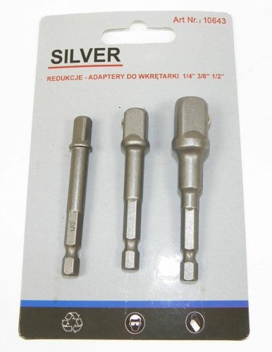 SILVER KOMPLET ADAPTERÓW / UCHWYTÓW DO NASADEK 8szt. 1/2-3/8-1/4
