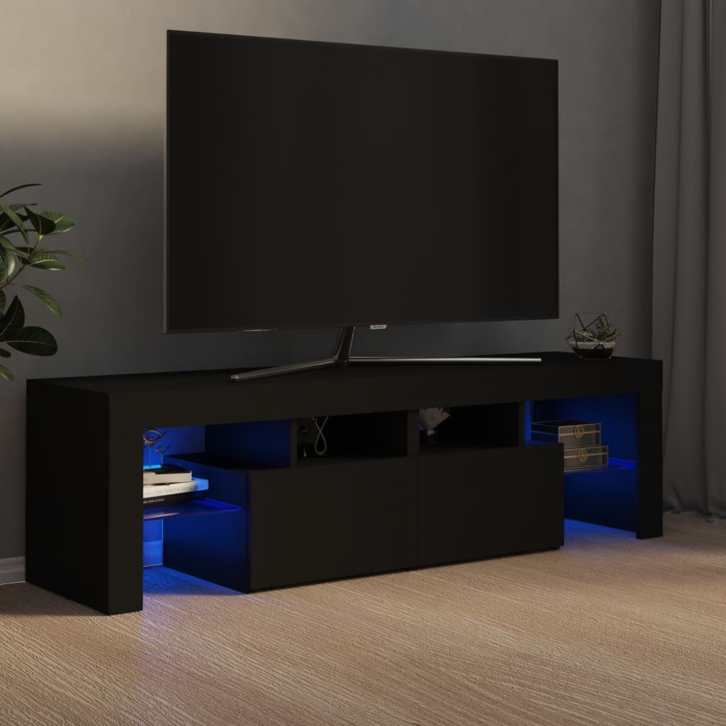 vidaXL Lumarko Szafka pod TV z oświetleniem LED, czarna, 140x35x40 cm 804365