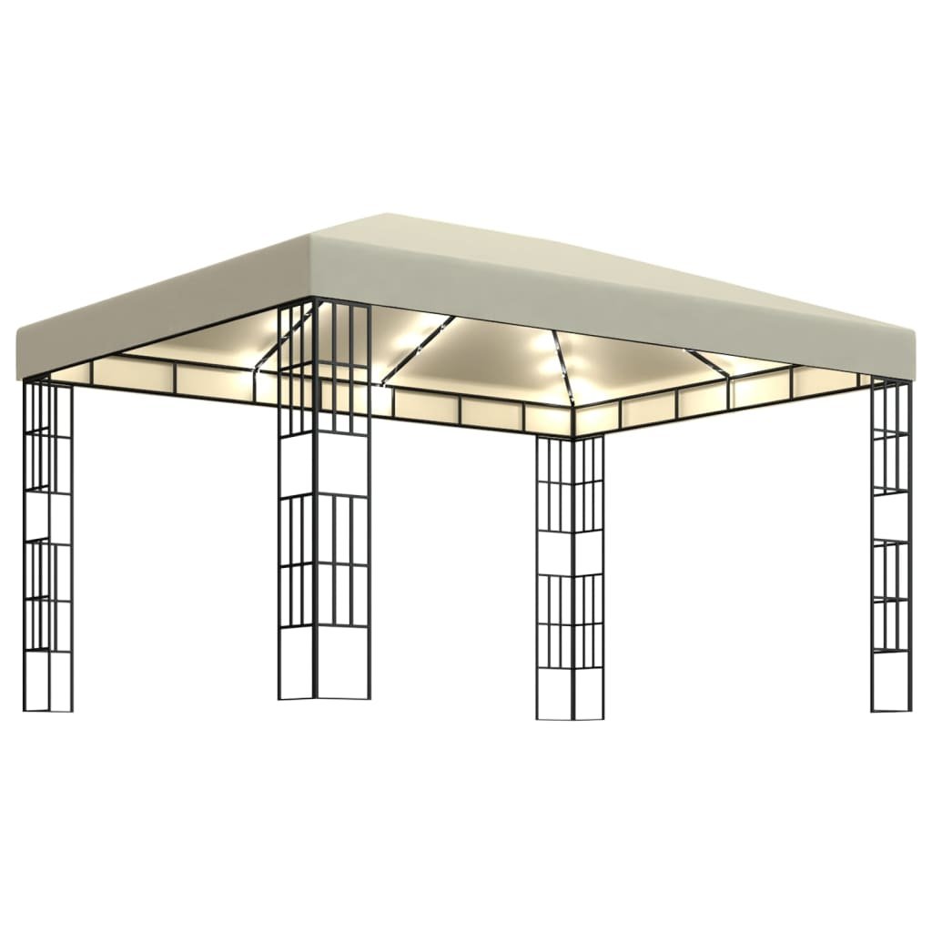 vidaXL Altana ze sznurem lampek LED, 3x4 m, kremowa