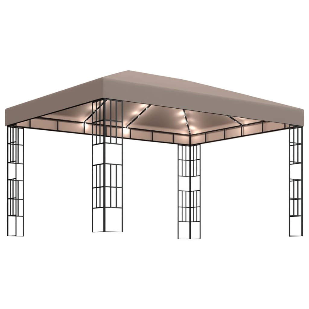 vidaXL Altana ze sznurem lampek LED, 4x3 m, kolor taupe