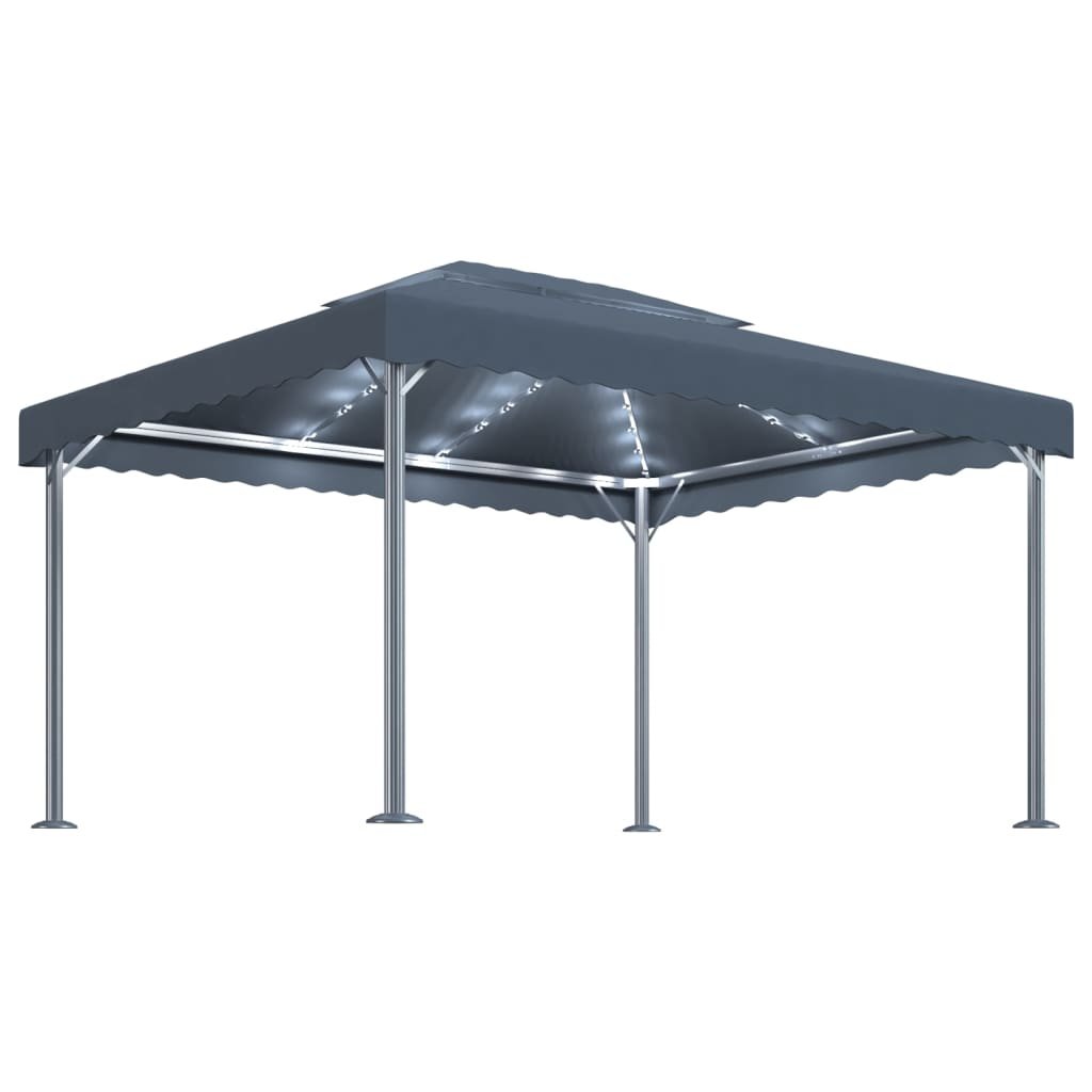 vidaXL Altana ze sznurem lampek, 400x300 cm, antracytowa, aluminium! 3070352