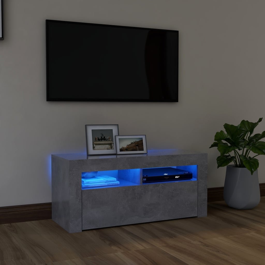 shumee Szafka TV z oświetleniem LED szarość betonu 90x35x40 cm