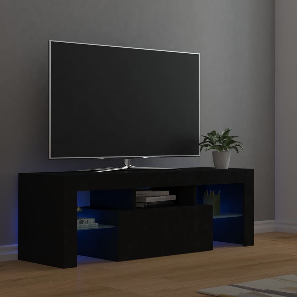 vidaXL Lumarko Szafka pod TV z oświetleniem LED, czarna, 120x35x40 cm 804347