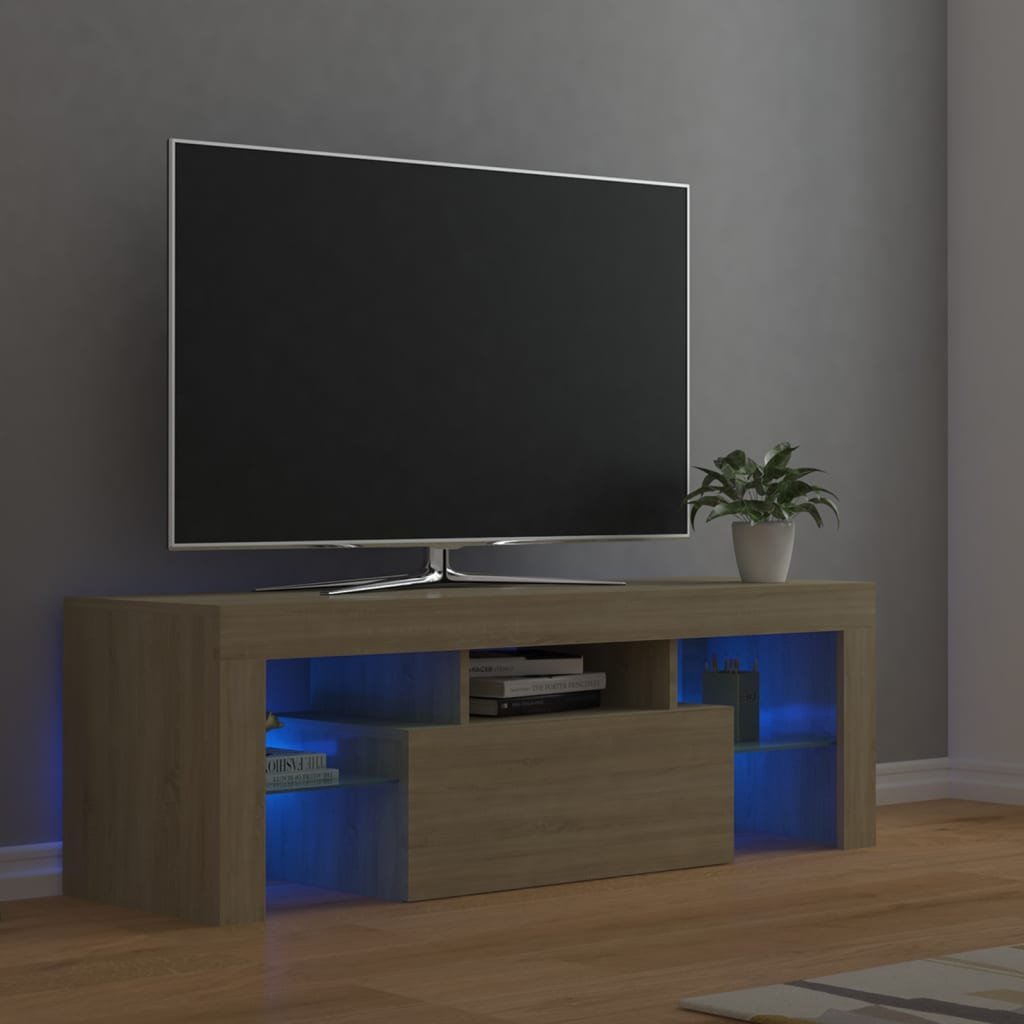 vidaXL Lumarko Szafka pod TV z oświetleniem LED, dąb sonoma, 120x35x40 cm 804349