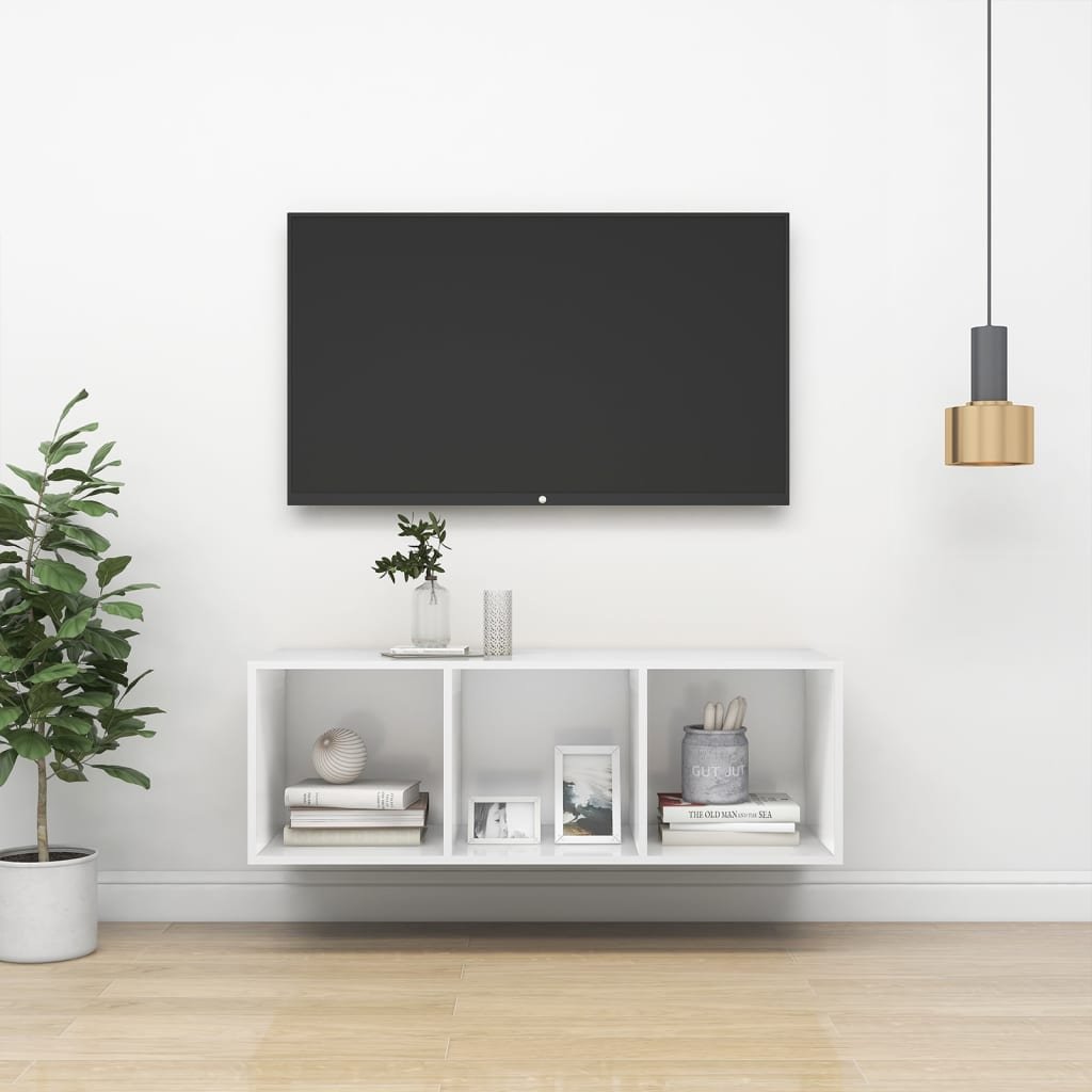 vidaXL Lumarko Wisząca szafka pod TV, biała, 37x37x107 cm, płyta wiórowa 805480