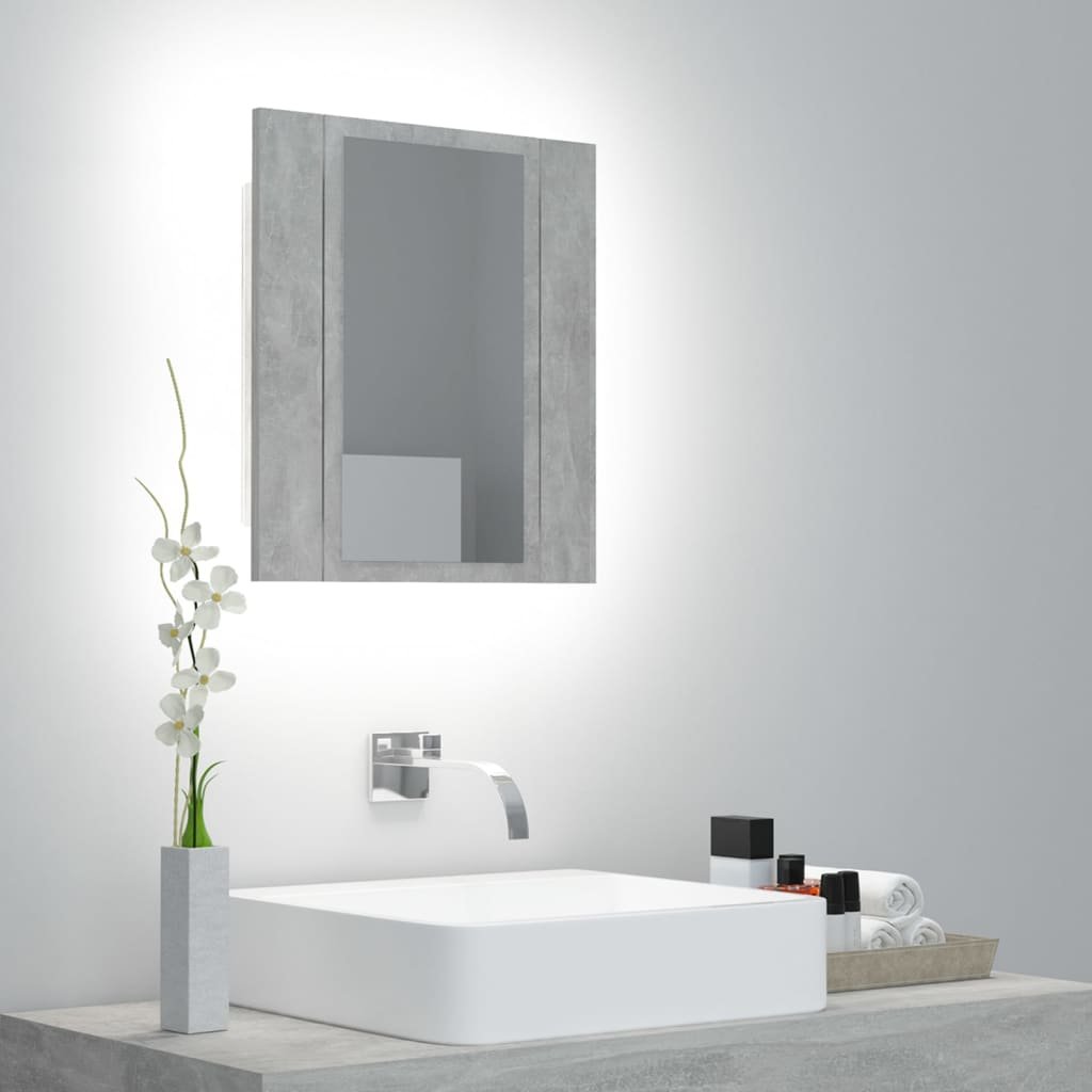 vidaXL vidaXL Szafka górna z lustrem i LED 40 cm szarość betonu 804952 804952