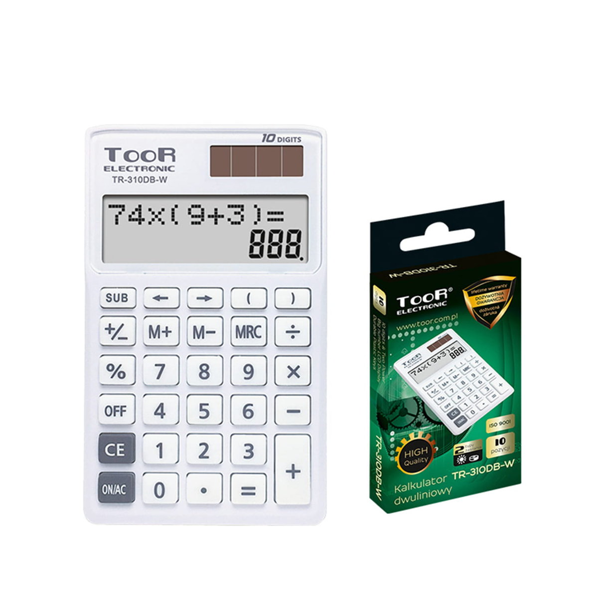 TOOR Kalkulator dwuliniowy 10-pozyc TR-310DB-W