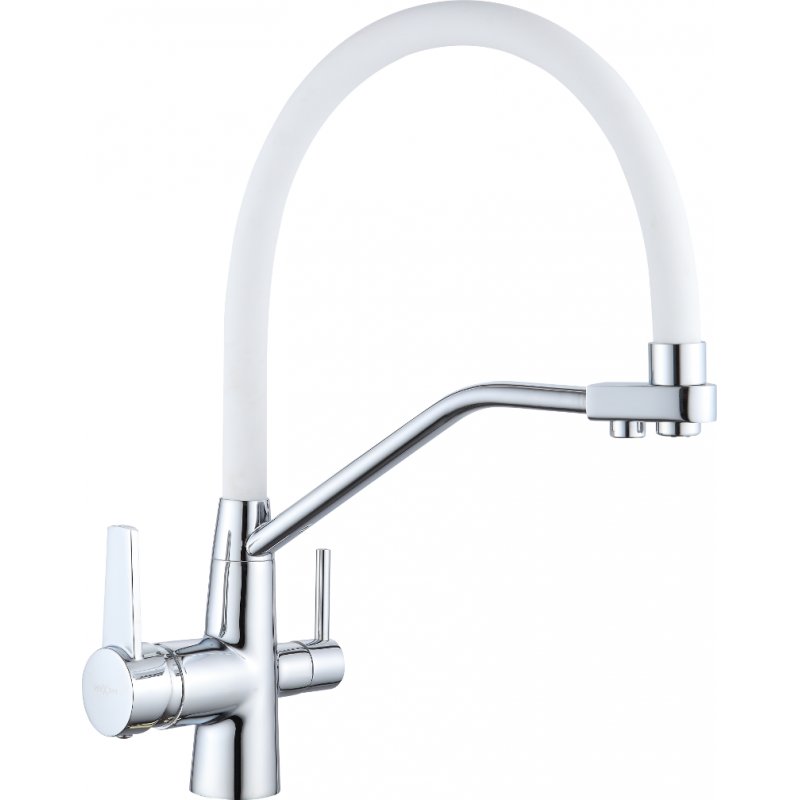 Mexen Duo bateria kuchenna chrom/biała - 671701-02