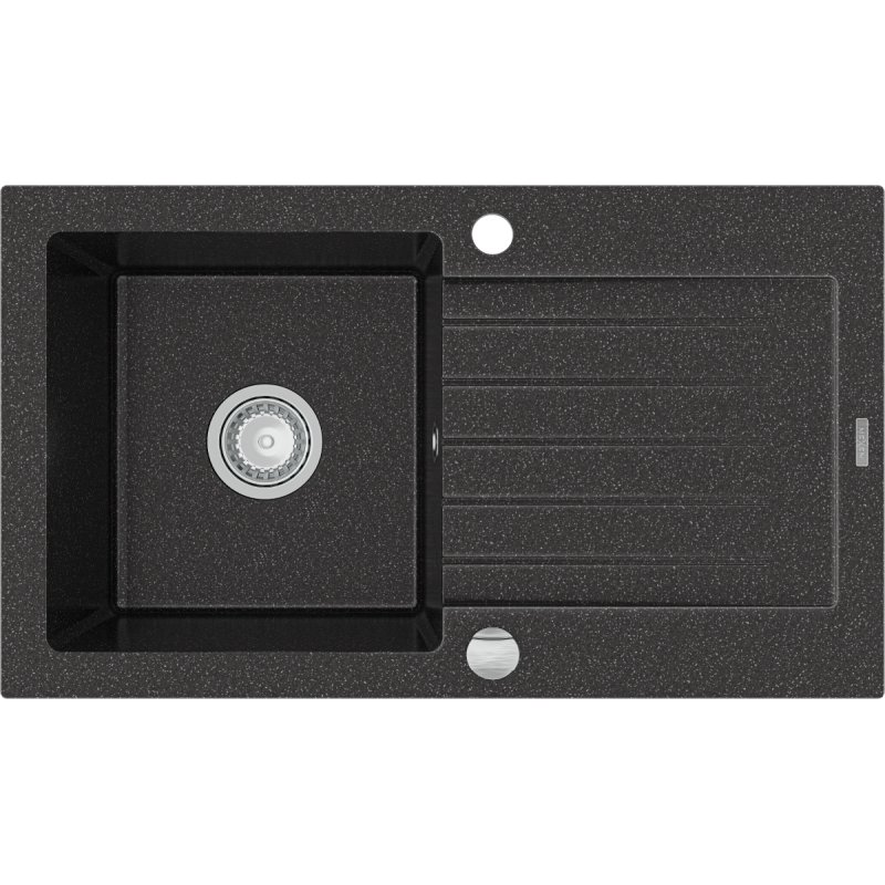 Mexen Pablo zlewozmywak granitowy 1-komorowy z ociekaczem 752 x 436 mm, czarny nakrapiany - 6510751010-76