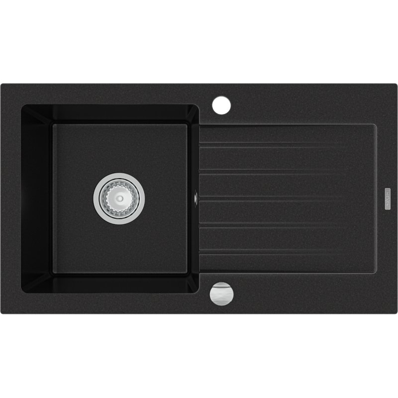 Mexen Pablo zlewozmywak granitowy 1-komorowy z ociekaczem 752 x 436 mm, czarny - 6510751010-77