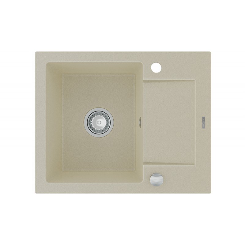 Mexen Enzo zlewozmywak granitowy 1-komorowy z krótkim ociekaczem 576 x 465 mm, beżowy - 6506571005-69