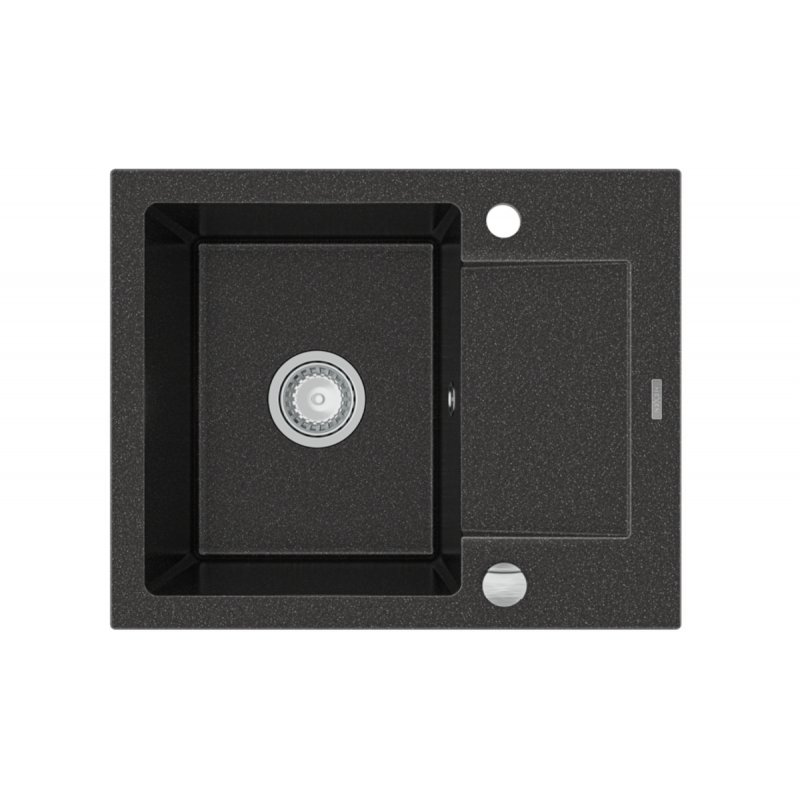 Mexen Enzo zlewozmywak granitowy 1-komorowy z krótkim ociekaczem 576 x 465 mm, czarny nakrapiany - 6506571005-76