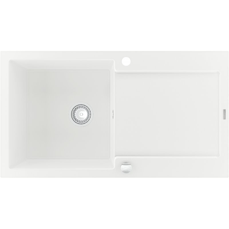 Mexen Leo zlewozmywak granitowy 1-komorowy z ociekaczem 900 x 500 mm, biały - 6501901010-20