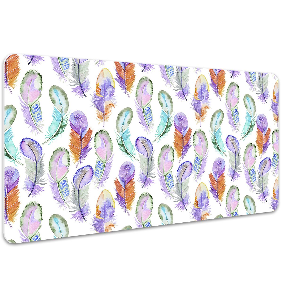 Ochronna mata na biurko Kolorowe Piórka 100x50 cm, Dywanomat