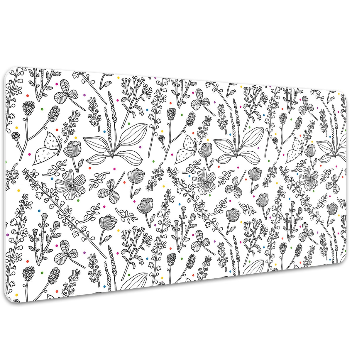 Ochronna mata na biurko Kwiaty i kropki 100x50 cm, Dywanomat