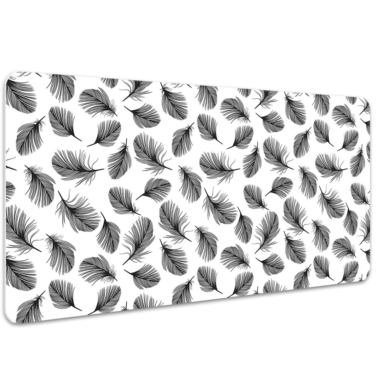 Podkładka na biurko Pióra Czarno-białe 100x50 cm, Dywanomat