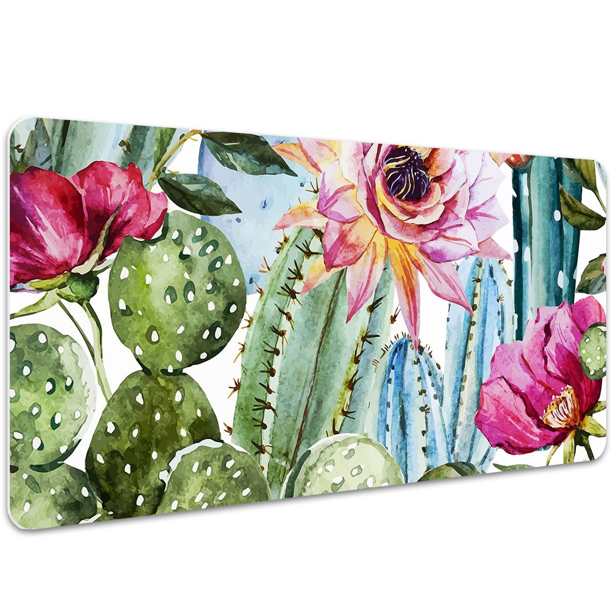 Mata ochronna na biurko Kolorowe kaktusy 100x50 cm, Dywanomat