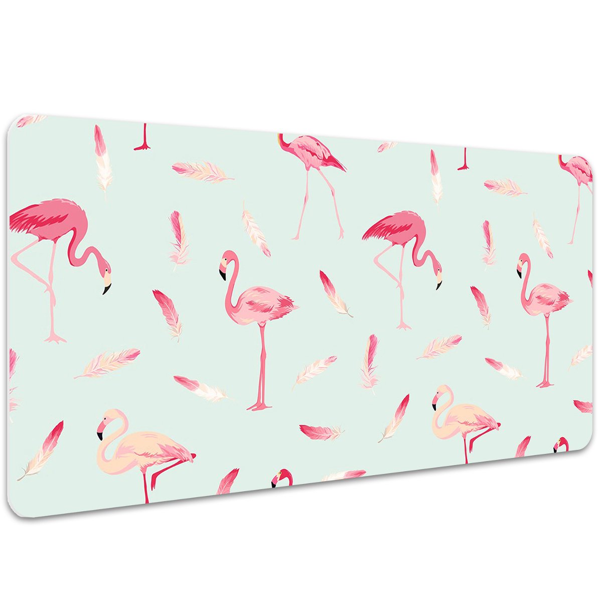 Mata ochronna na biurko Flamingi i pióra 100x50 cm, Dywanomat