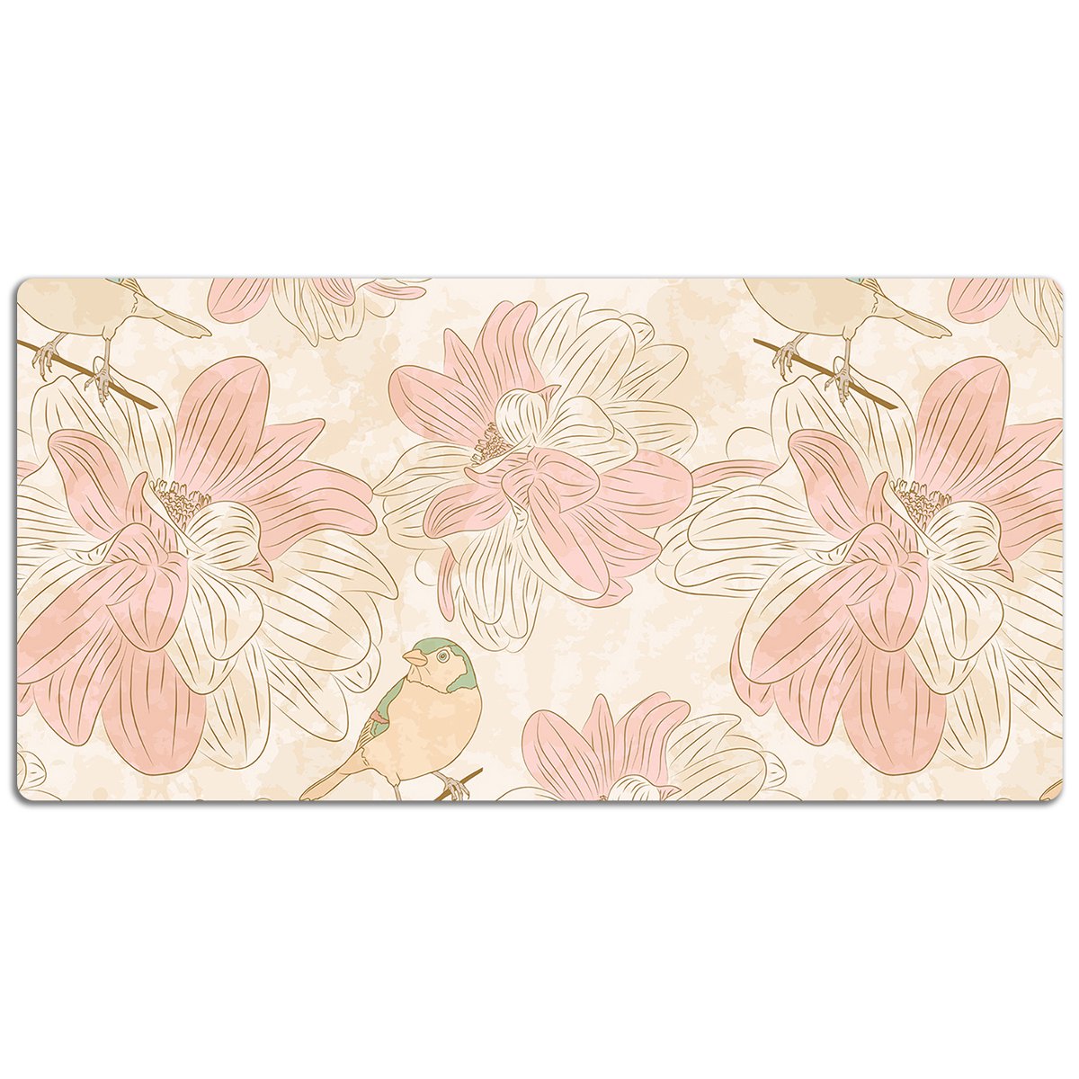 Podkładka mata ochrona biurka Beżowe ptaki 120x60cm, Dywanomat