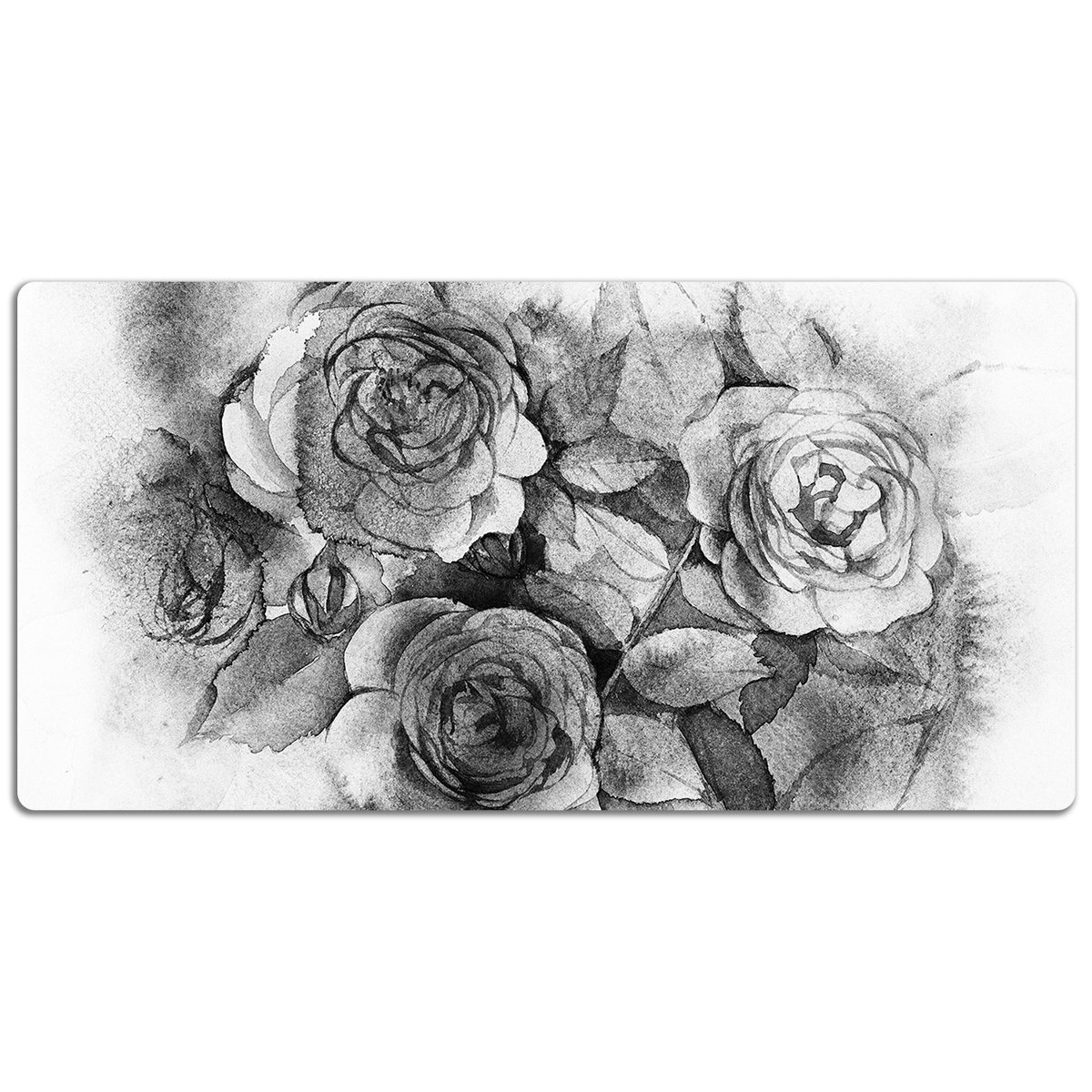Duża podkładka na biurko Czarno-białe róże 120x60cm, Dywanomat