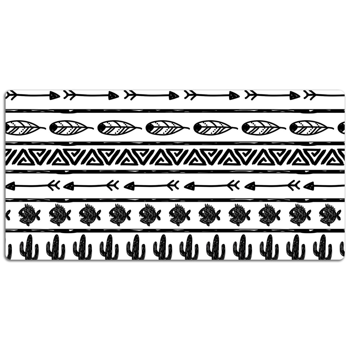 Duża podkładka na biurko Boho czarno-biały 120x60cm, Dywanomat