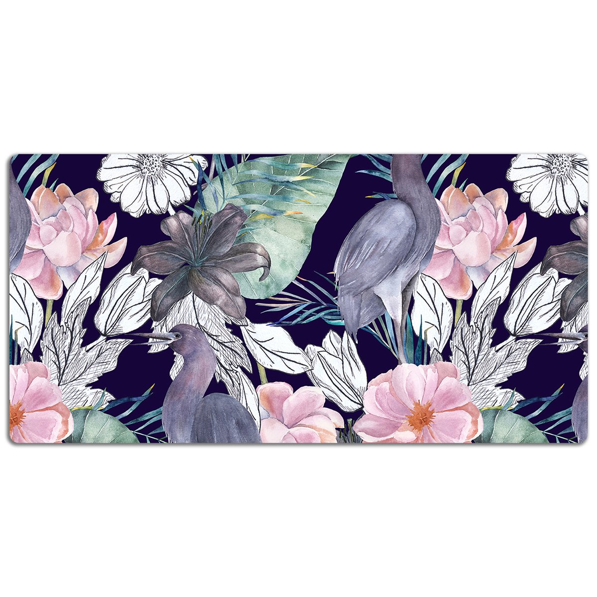 Mata ochronna na biurko Ptaki w kwiatach 120x60 cm, Dywanomat