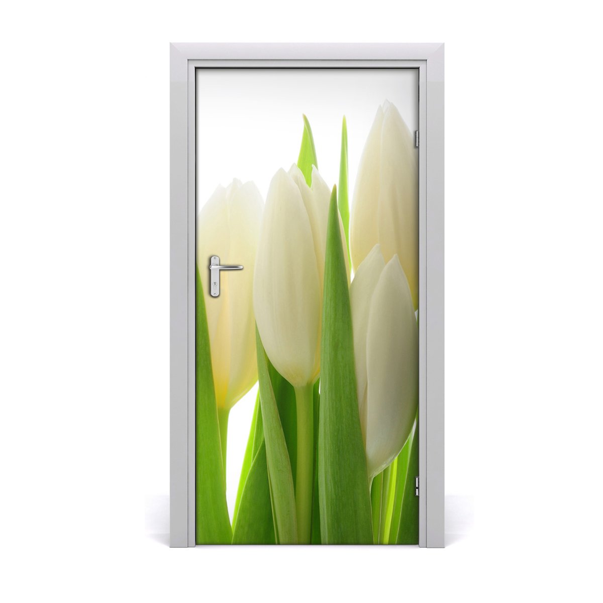 Okleina naklejka fototapeta DRZWI Białe tulipany, Tulup