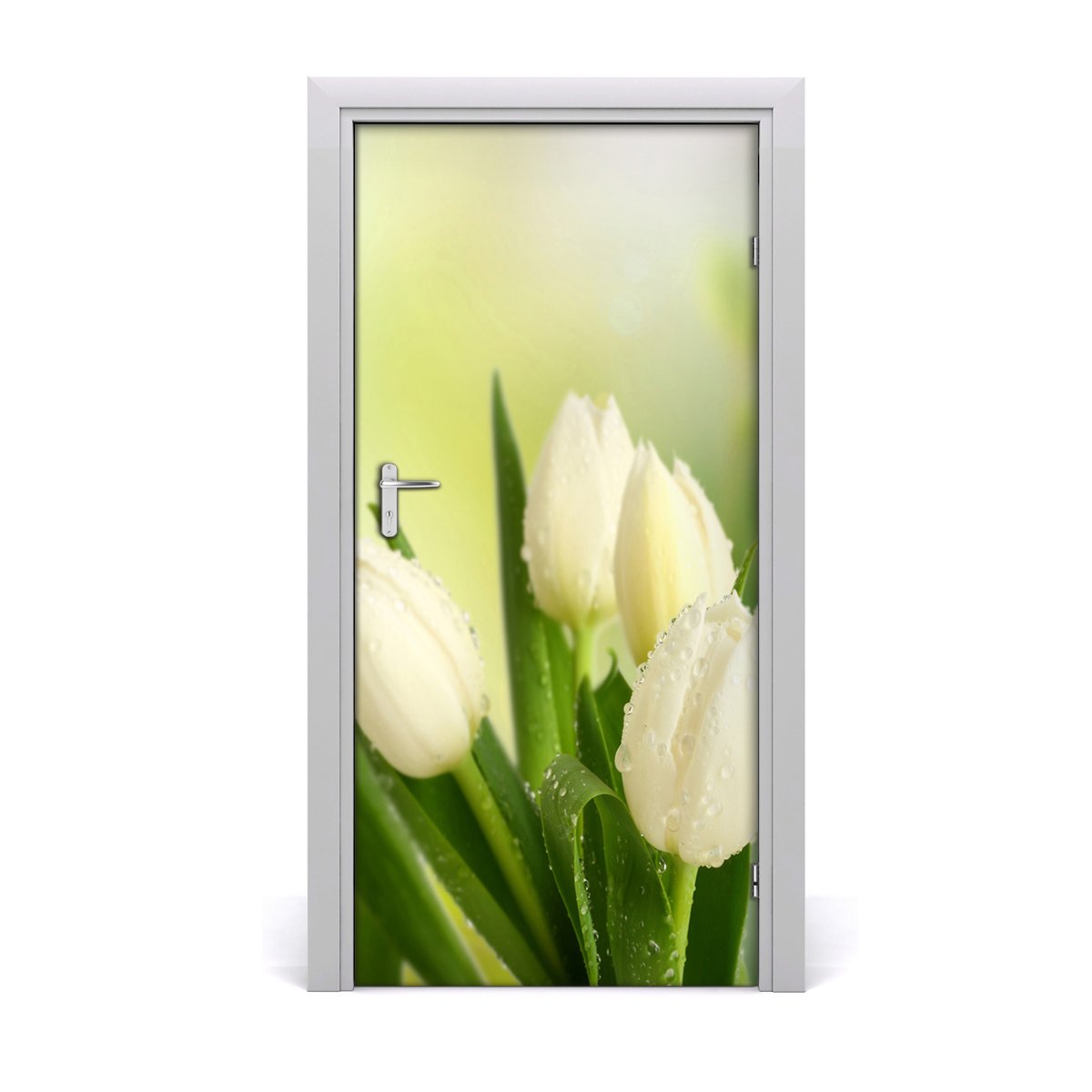 Okleina naklejka fototapeta DRZWI Białe tulipany, Tulup
