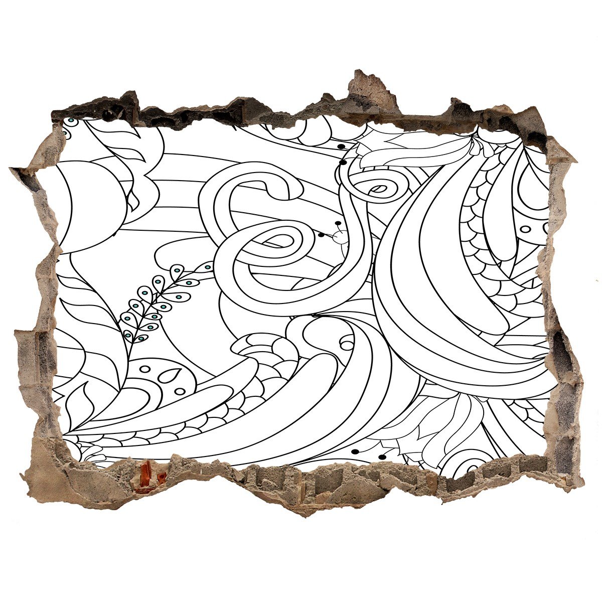 Naklejka 3D dziura na ścianę Ornamenty 120x81, Tulup