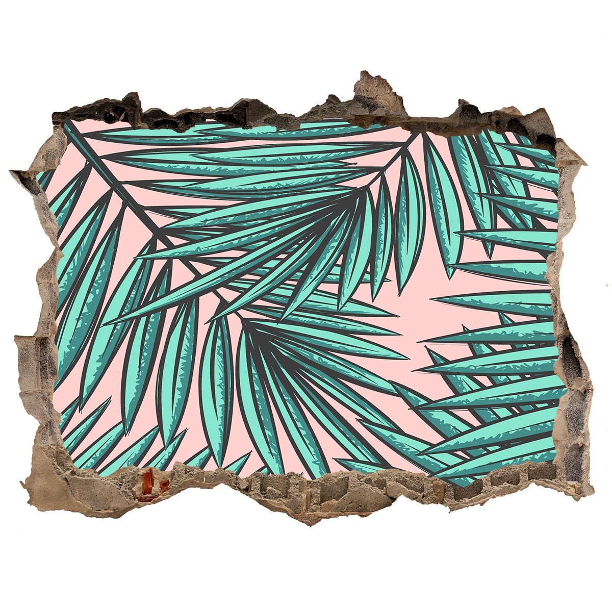 Naklejka 3D dziura na ścianę Liście palmy 120x81, Tulup