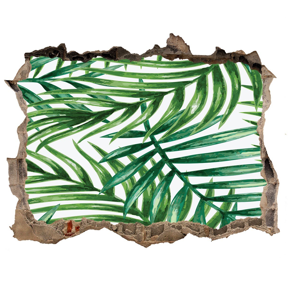 Naklejka 3D dziura na ścianę Liście palmy 120x81, Tulup