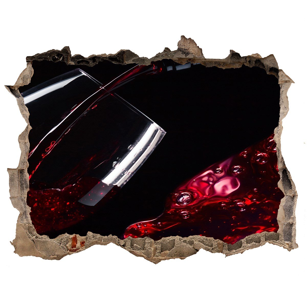 Naklejka 3D dziura na ścianę Czerwone wino 120x81, Tulup