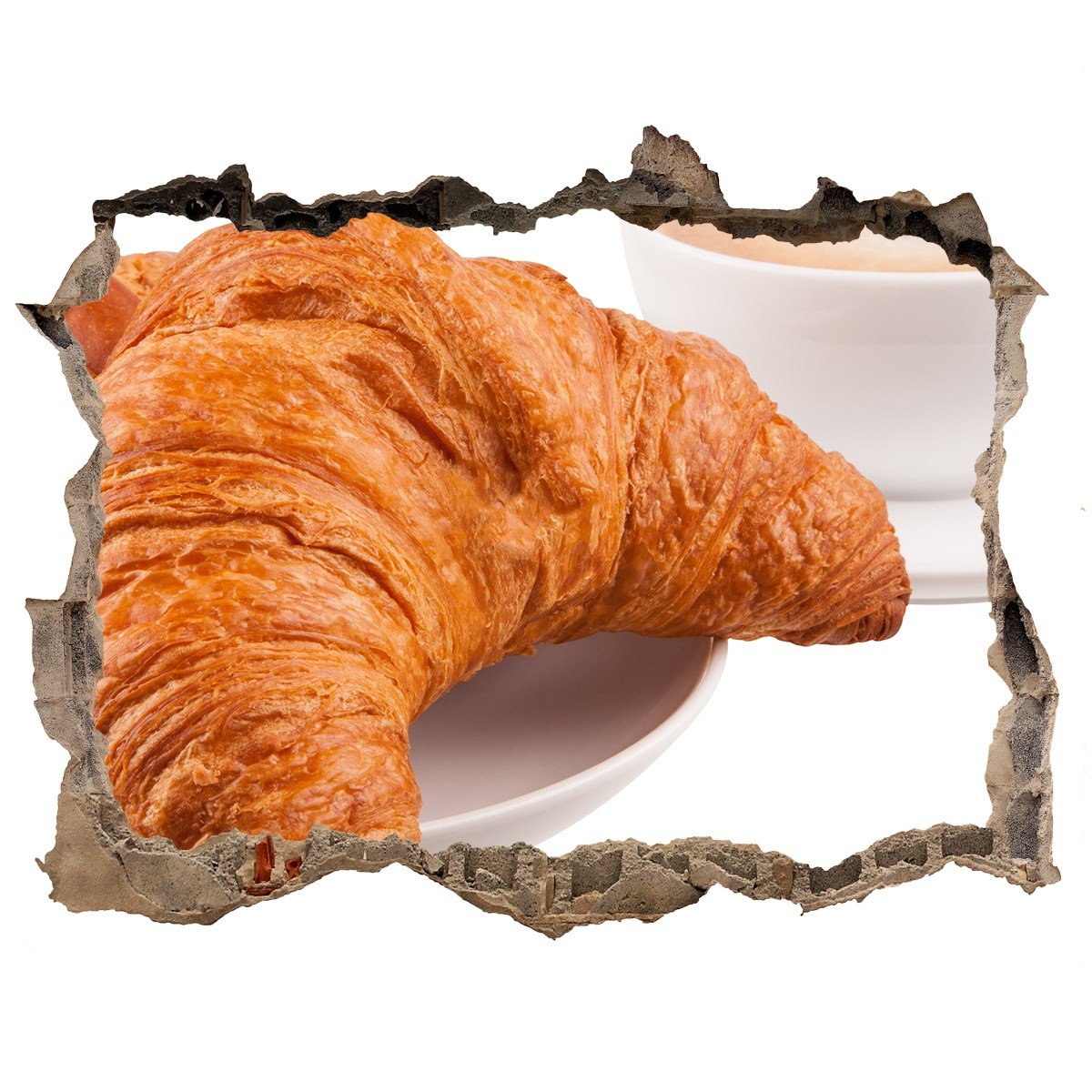 Naklejka 3D dziura ścienna Rogaliki i kawa 120x81, Tulup