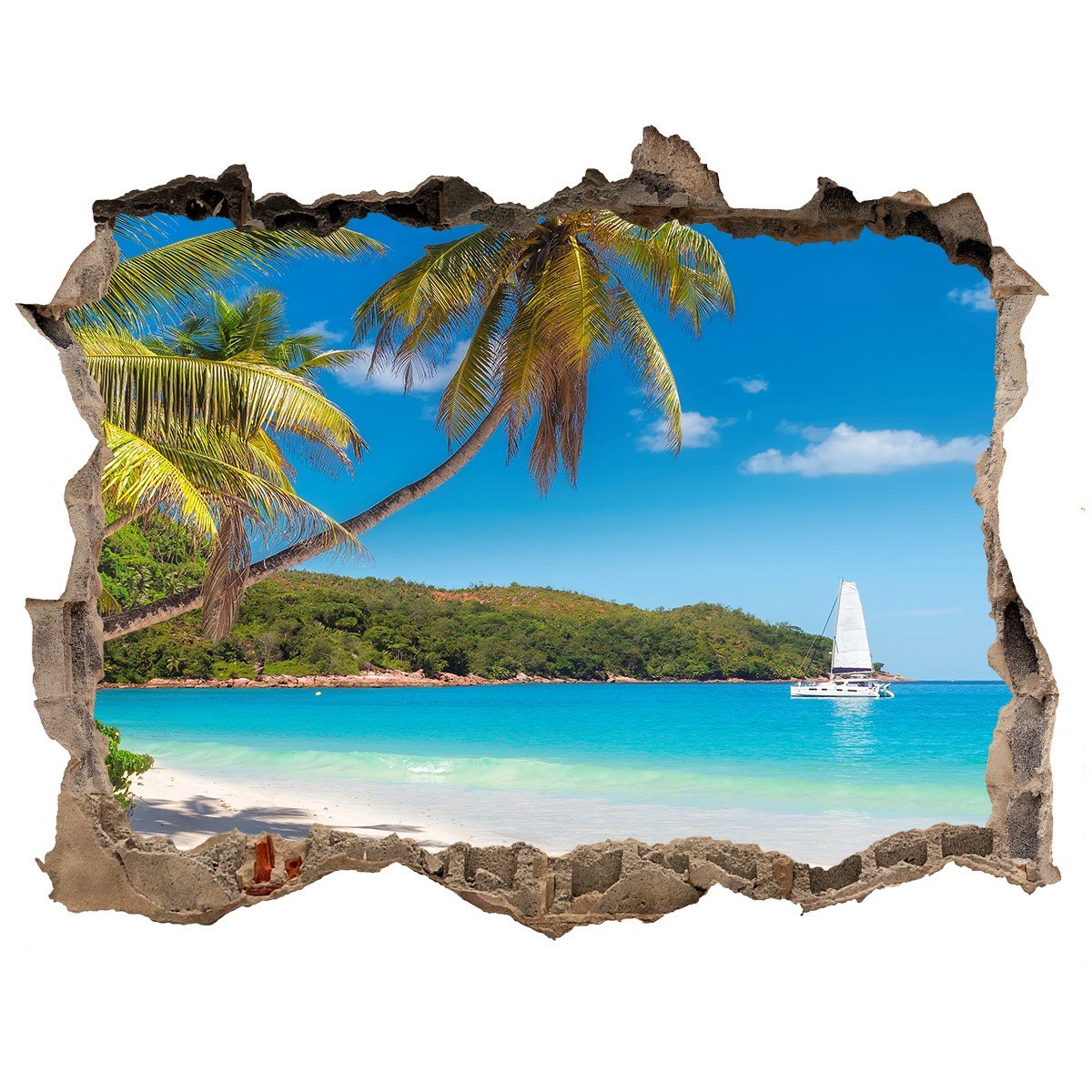 Dziura 3d w ścianie Naklejka Tropikalna plaża, Tulup