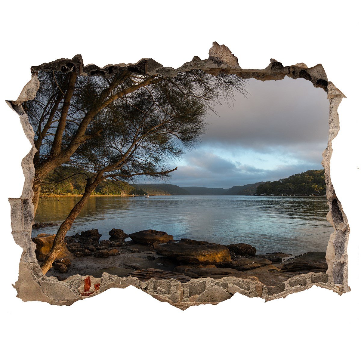 Naklejka fototapeta 3D widok Drzewo nad rzeką, Tulup