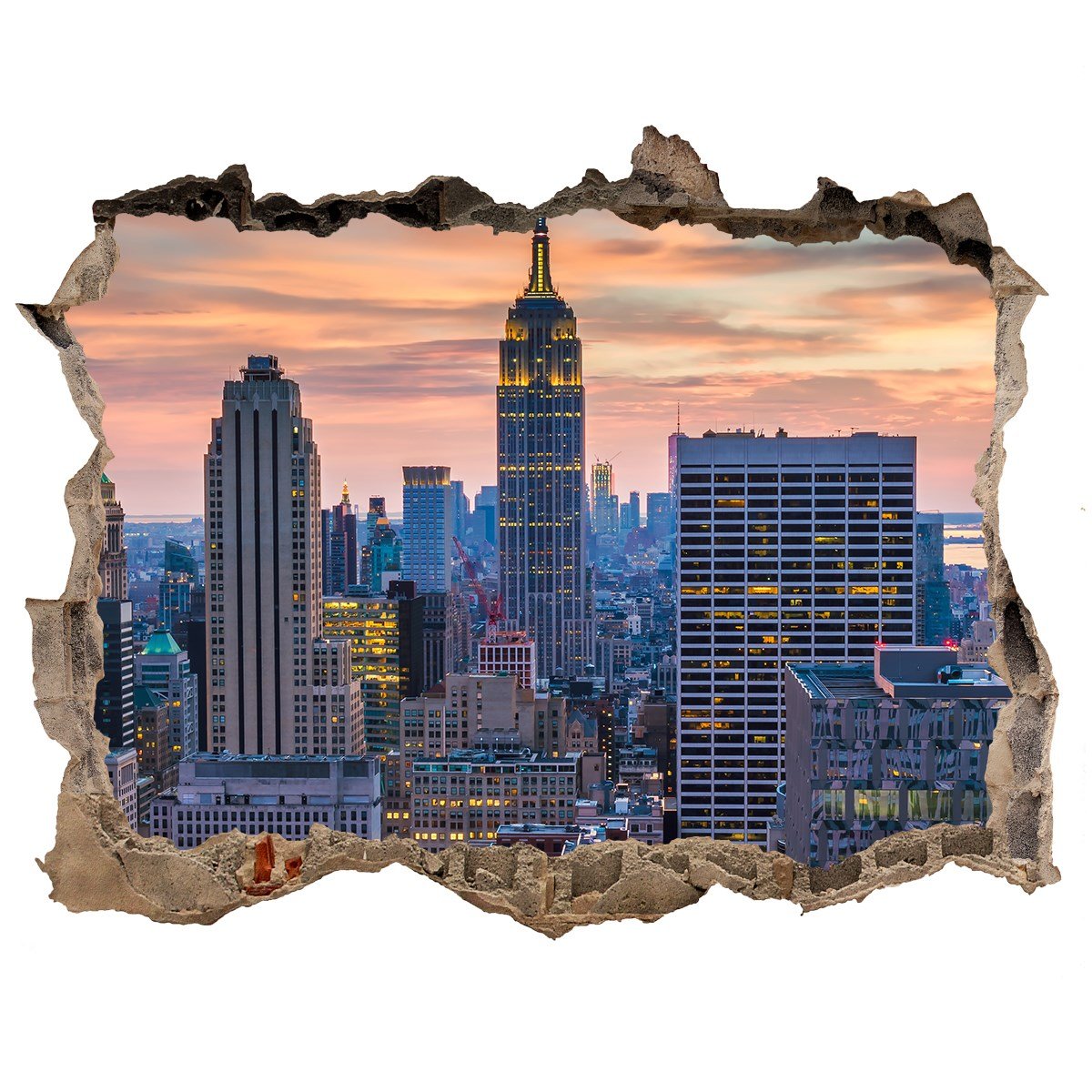 Fototapeta dziura na ścianę 3d Manhattan Nowy Jork, Tulup