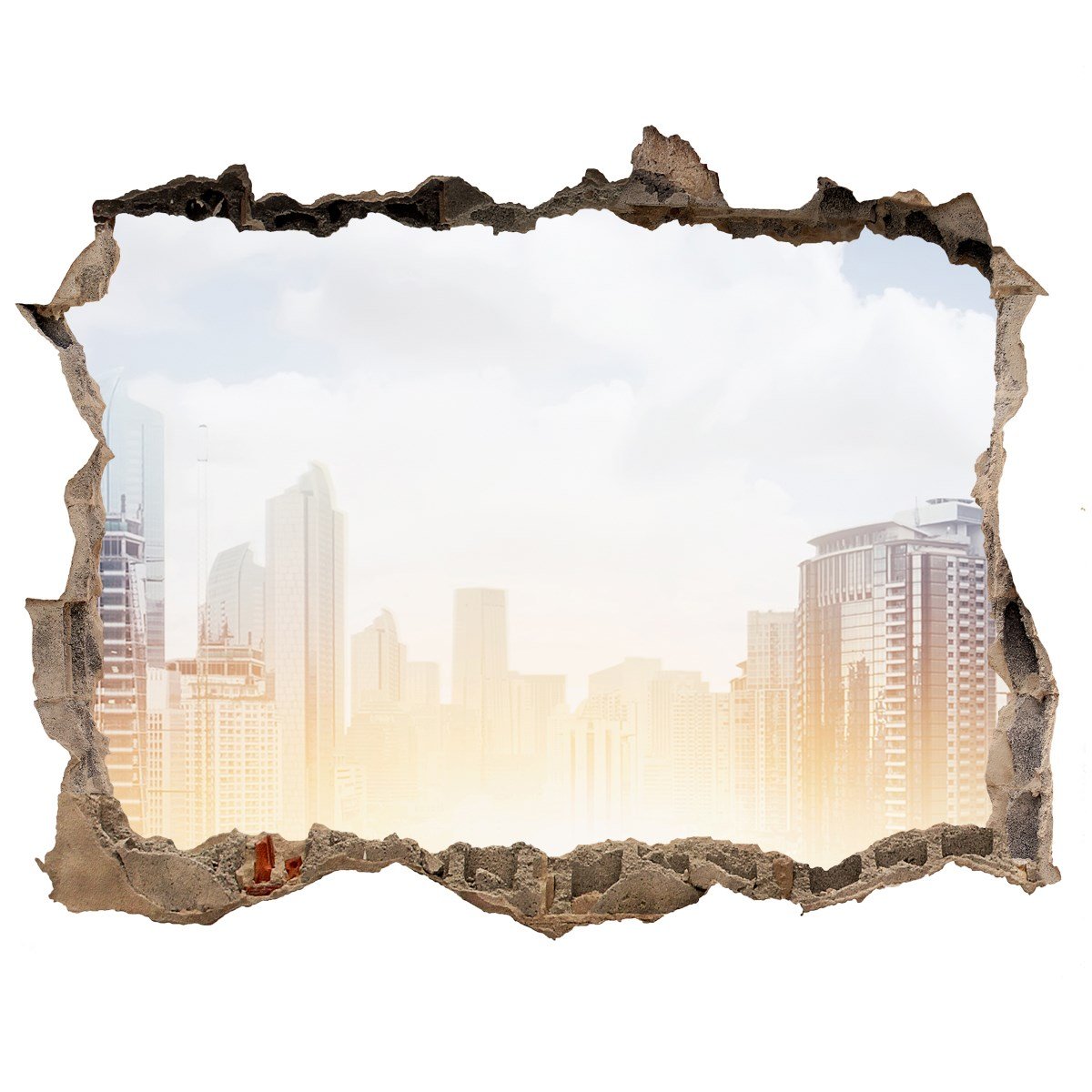 Fototapeta dziura na ścianę 3d Drapacze chmur, Tulup