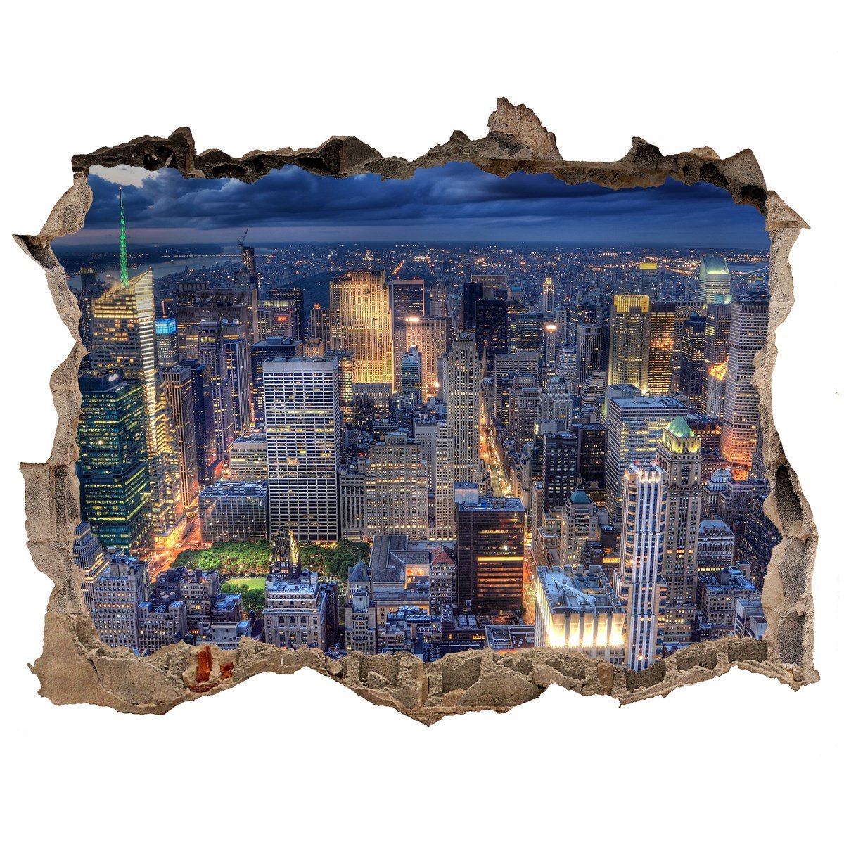 Fototapeta dziura na ścianę 3d Nowy Jork lot ptaka, Tulup