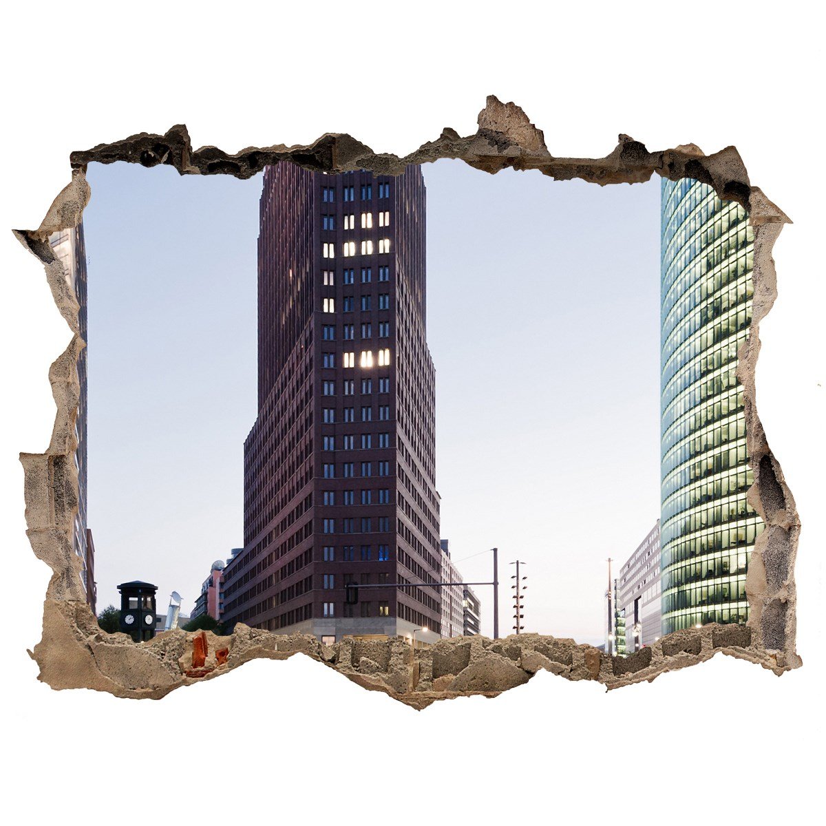 Fototapeta dziura na ścianę 3d Drapacze chmur, Tulup