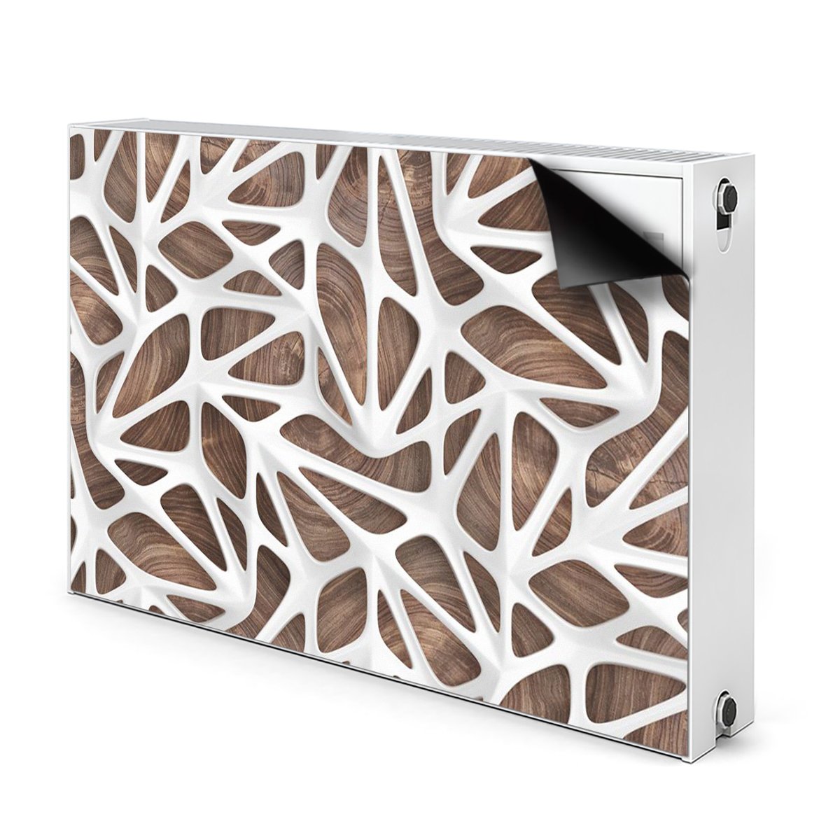 Magnes na kaloryfer Biała siatka na drewnie 90x60, Bluedecor