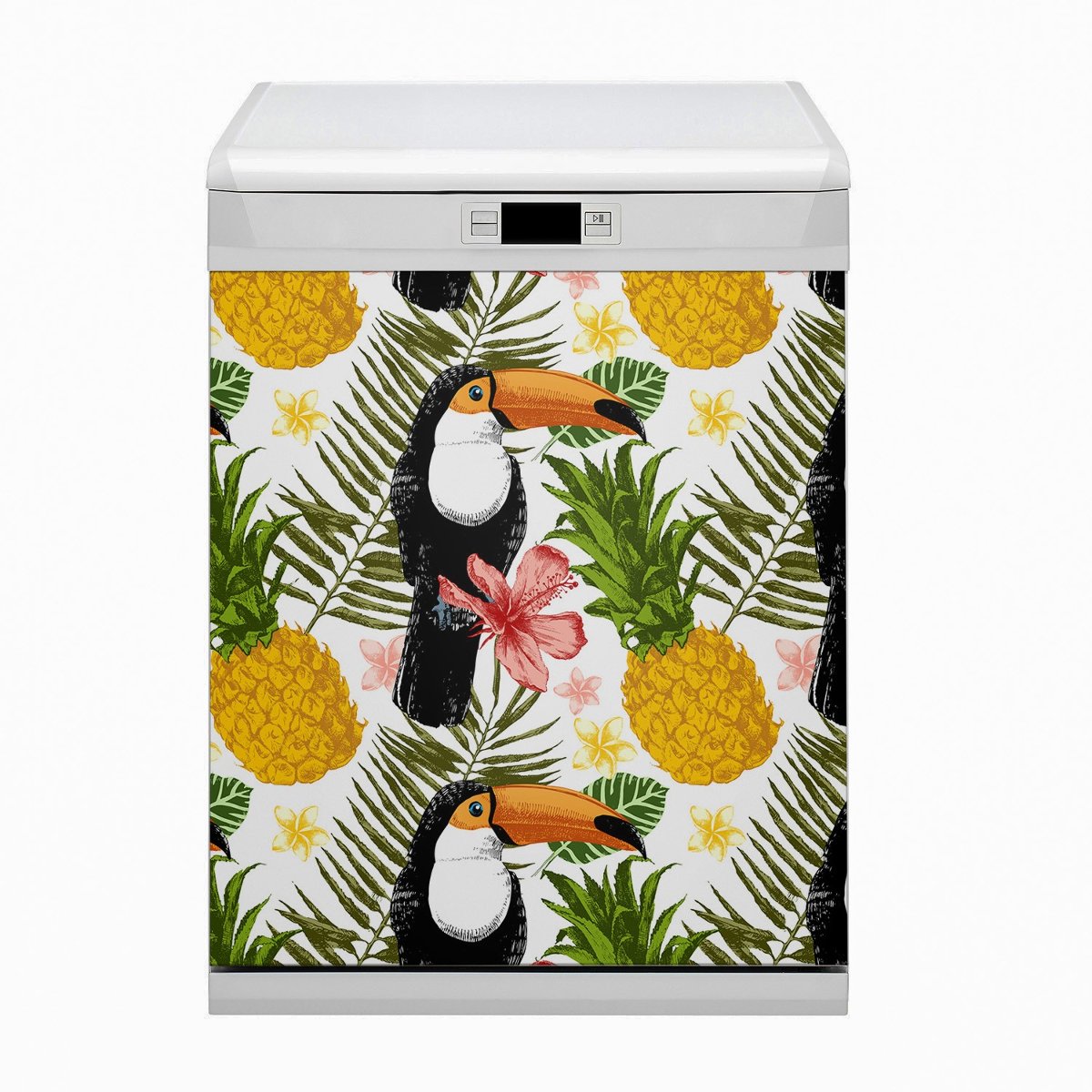 Ozdobna osłona zmywarki Tukan i Ananas 60x80