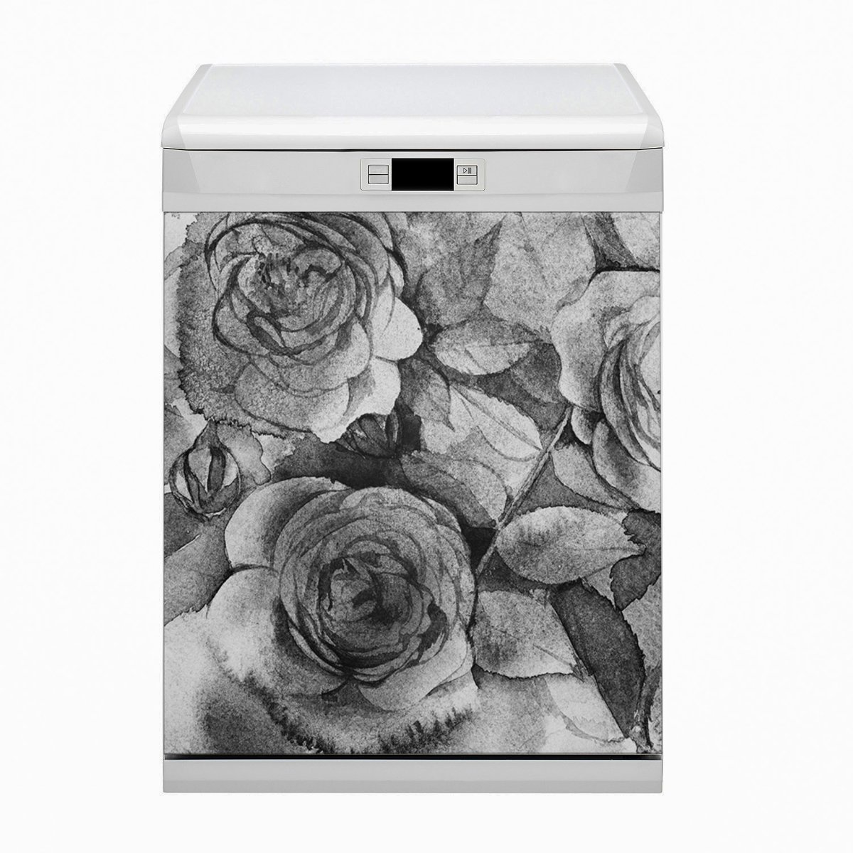 Mata Bluedecor Magnes na zmywarkę, Czarno-Białe Róże 60x80