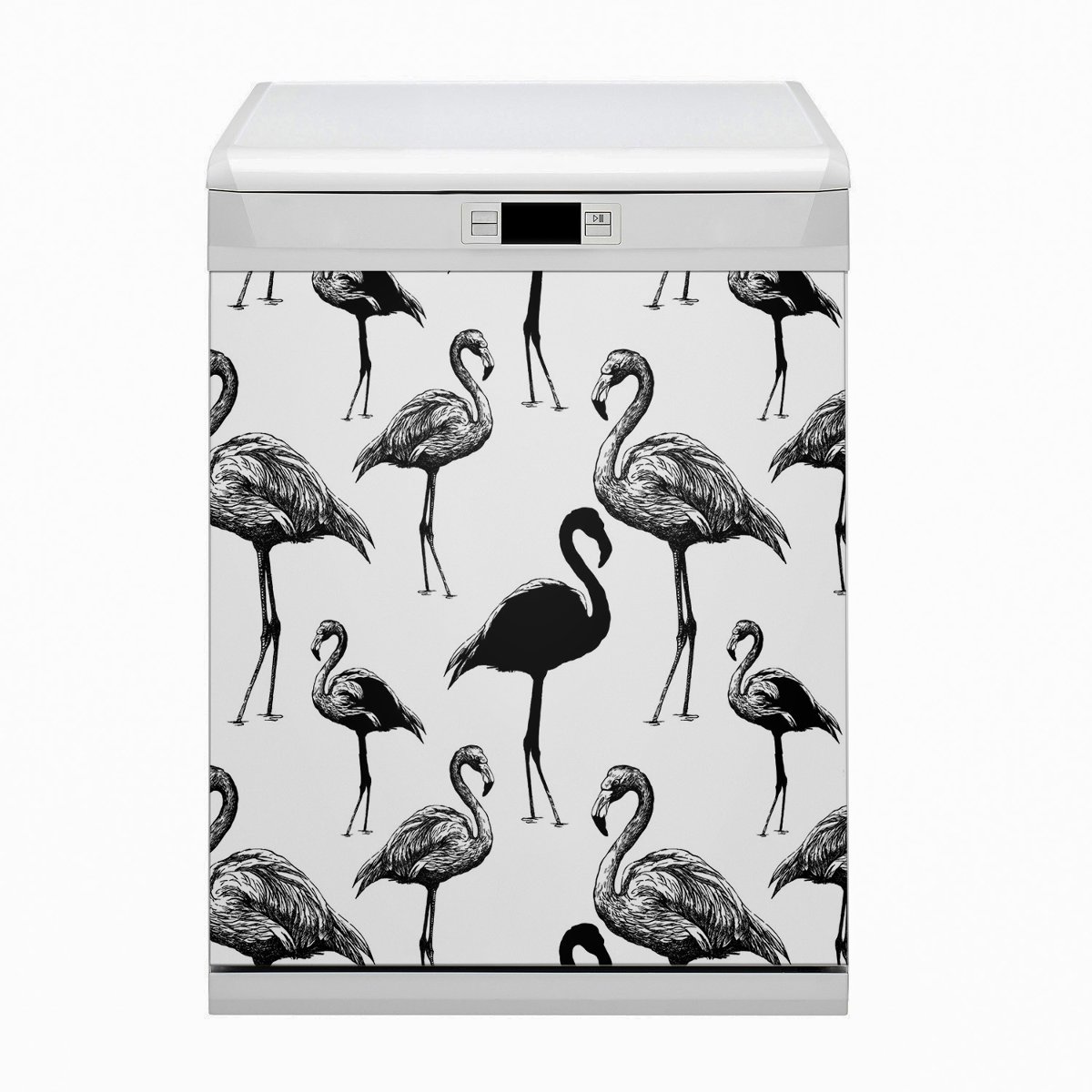 Magnetyczna osłona zmywarki Retro flamingi 60x80