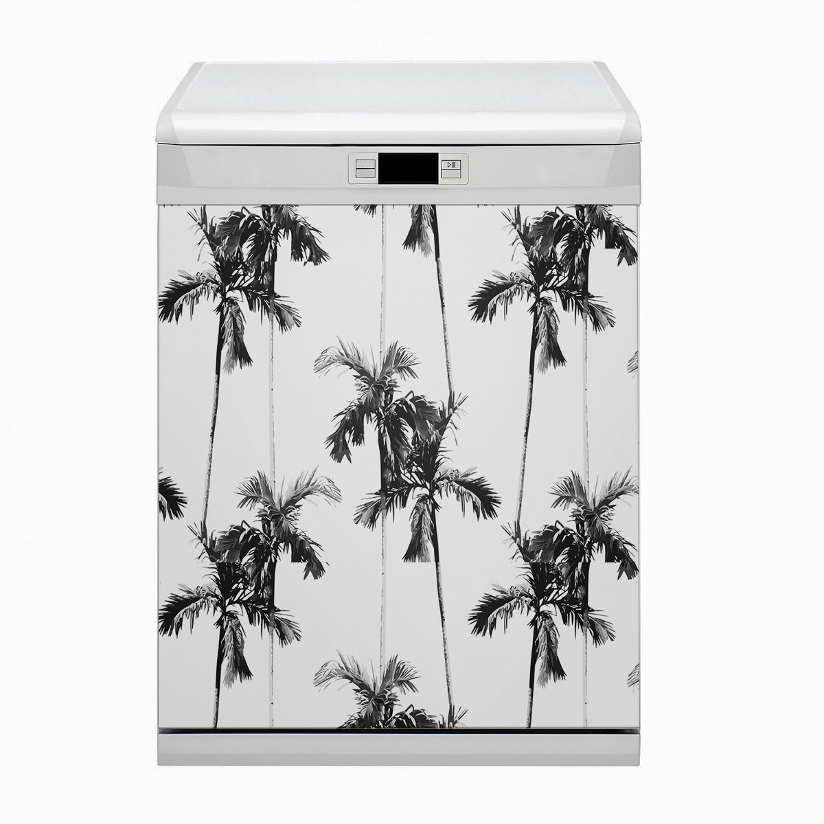 Bluedecor Magnes na zmywarkę HIT Czarno białe palmy 60x80