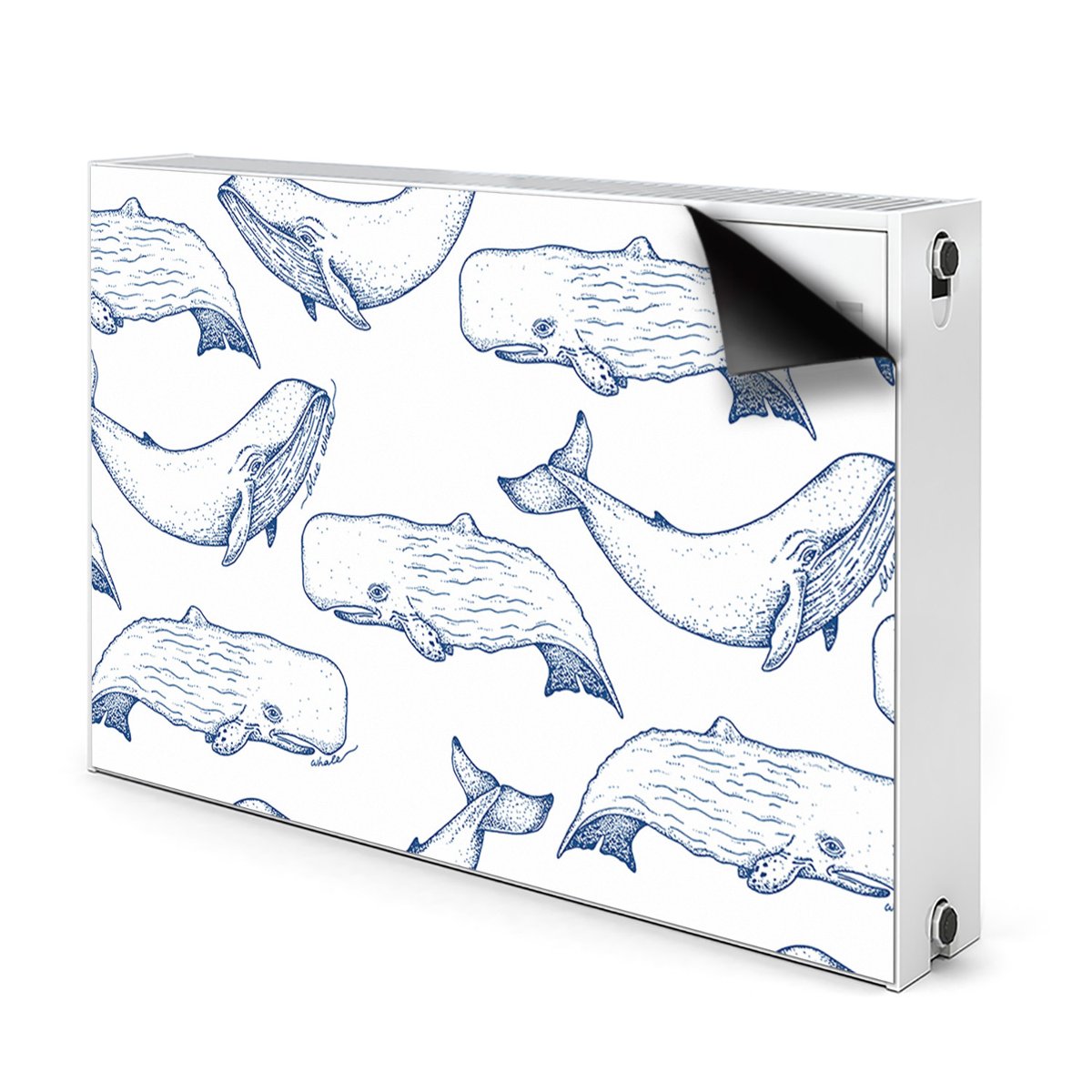 Magnetyczna maskownica Niebieskie Wieloryby 90x60, Bluedecor