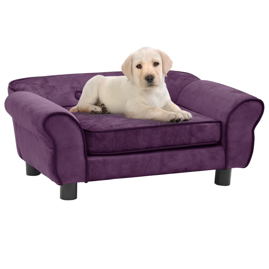 Sofa dla psa, burgundowa, 72x45x30 cm, pluszowa