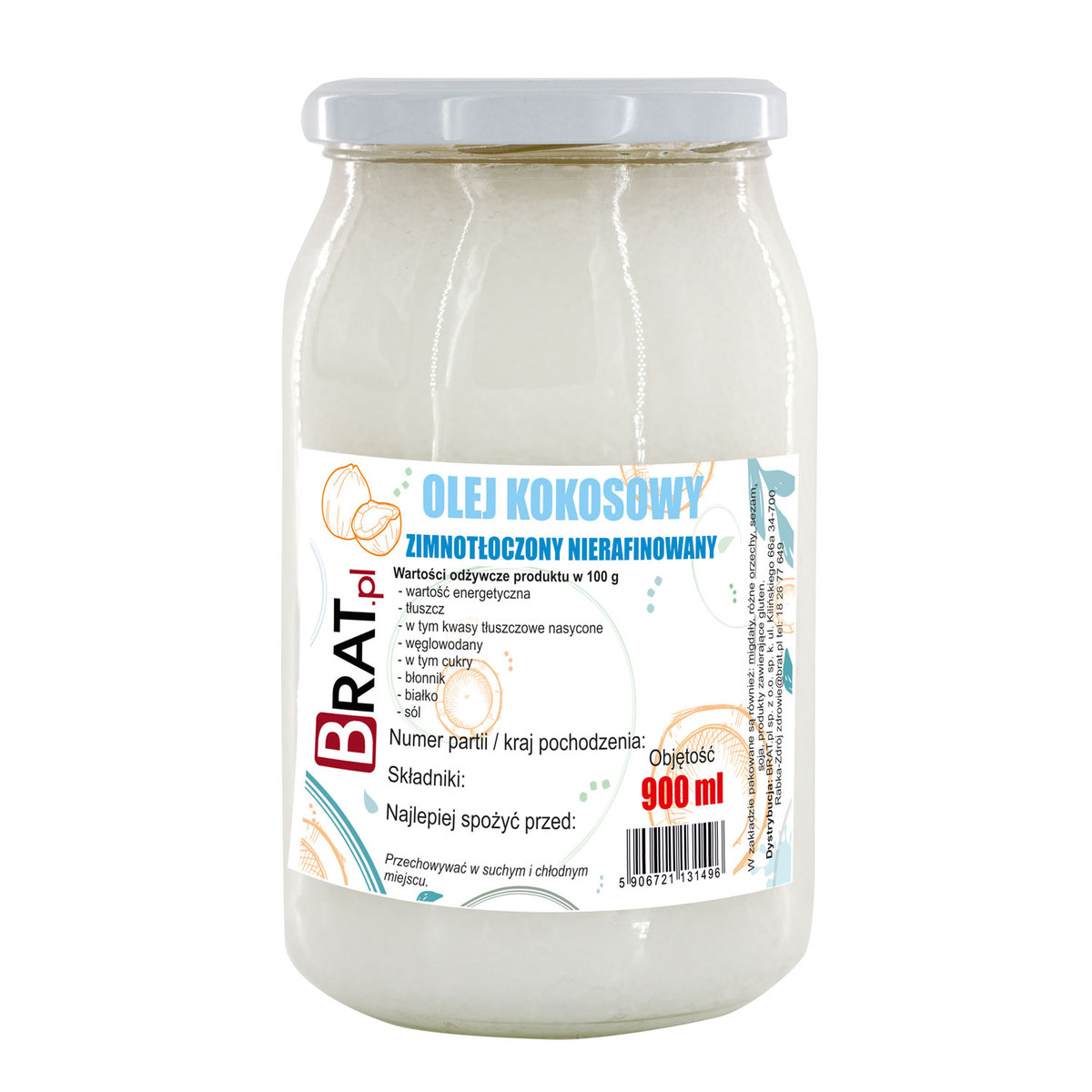 BIO Olej Kokosowy Nierafinowany 900ml